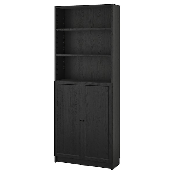 IKEA BILLY / OXBERG bookcase with doors, 31 1/2x11 3/4x79 1/2 in Black Oak Effect, Ikea Ireland | 8629UZFBR