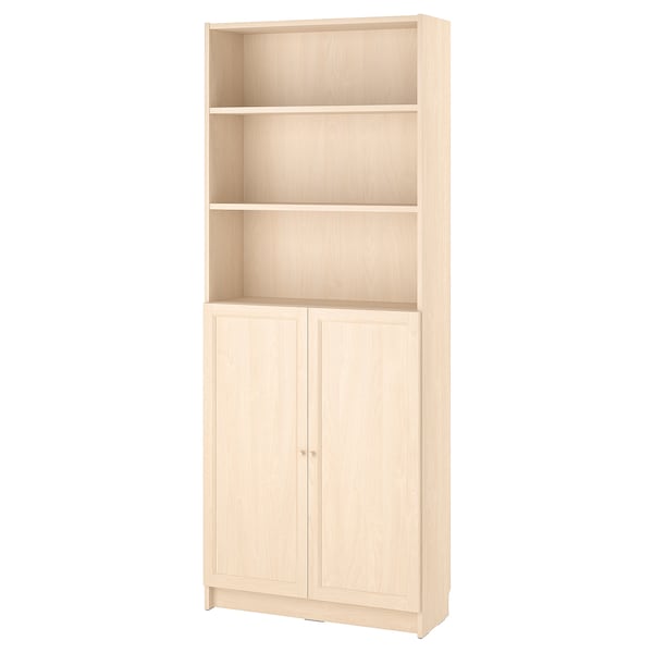 IKEA BILLY / OXBERG bookcase with doors, 31 1/2x11 3/4x79 1/2 in Birch Effect, Ikea Ireland | 9065VRMJY
