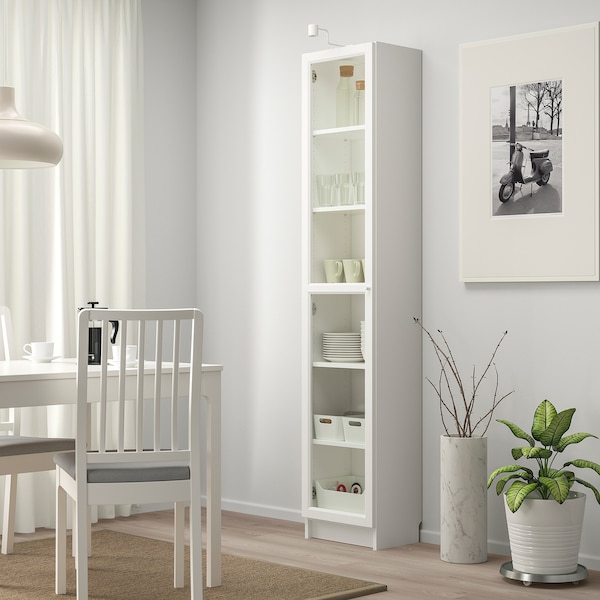 IKEA BILLY / OXBERG bookcase with glass-door, 15 3/4x11 3/4x79 1/2 in White / Glass, Ikea Ireland | 1793XZVFJ