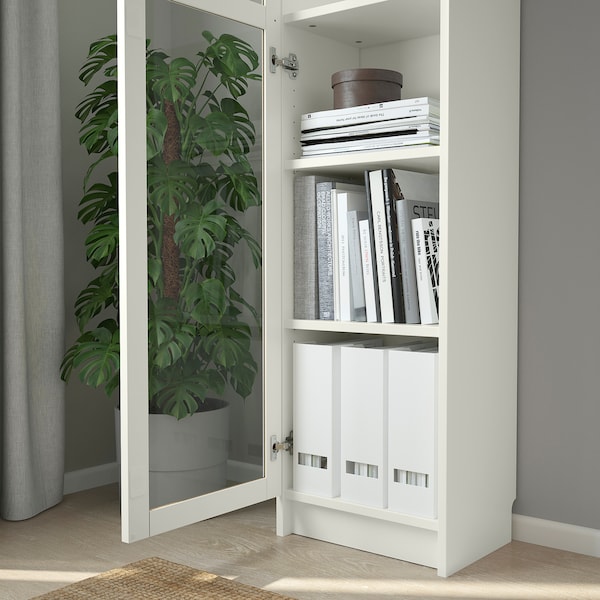 IKEA BILLY / OXBERG bookcase with glass-door, 15 3/4x11 3/4x79 1/2 in White / Glass, Ikea Ireland | 1793XZVFJ