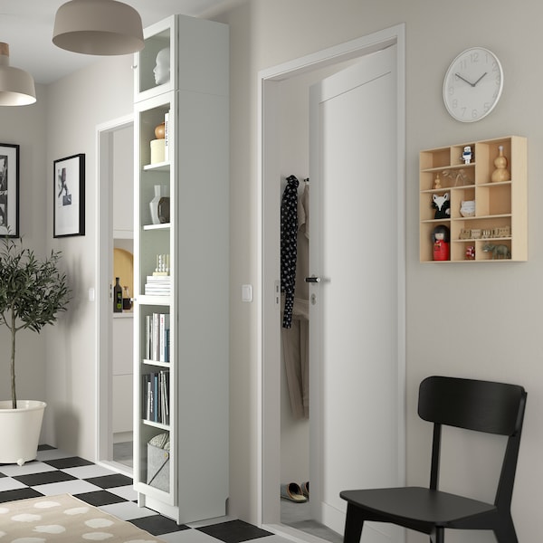 IKEA BILLY / OXBERG bookcase with glass-door, white/glass, 15 3/4x11 3/4x93 1/4 in, Ikea Ireland | 6792IQASN