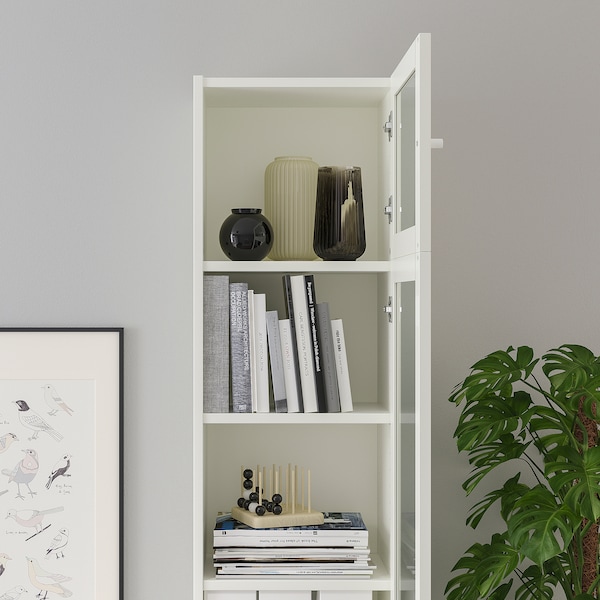 IKEA BILLY / OXBERG bookcase with glass-door, white/glass, 15 3/4x11 3/4x93 1/4 in, Ikea Ireland | 6792IQASN