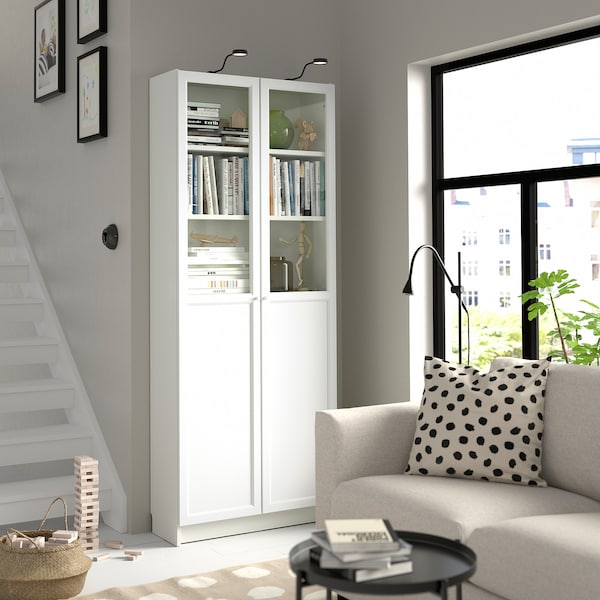 IKEA BILLY / OXBERG bookcase with panel/glass doors, 31 1/2x11 3/4x79 1/2 in White, Ikea Ireland | 0572GAHUL