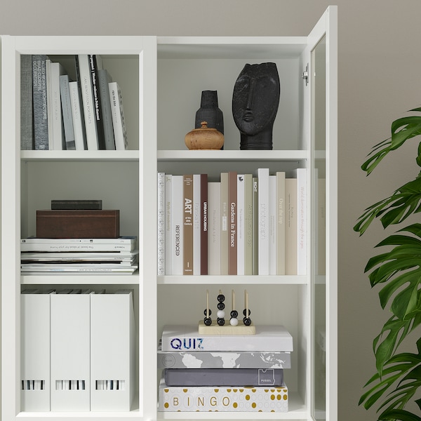 IKEA BILLY / OXBERG bookcase with panel/glass doors, 31 1/2x11 3/4x79 1/2 in White, Ikea Ireland | 0572GAHUL
