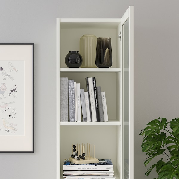 IKEA BILLY / OXBERG bookcase with panel/glass door, 15 3/4x11 3/4x79 1/2 in White / Glass, Ikea Ireland | 8741YBWDF