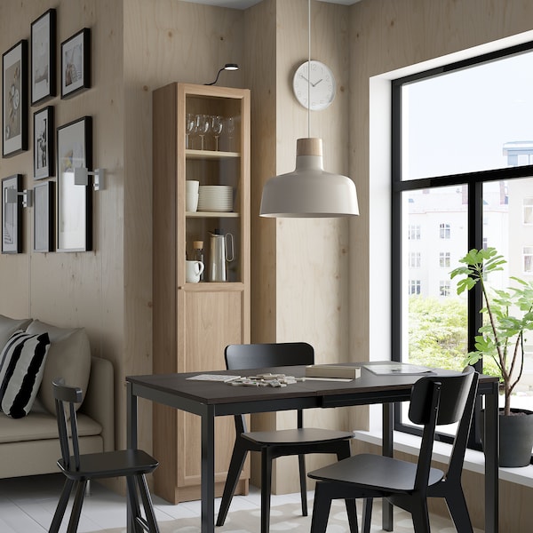 IKEA BILLY / OXBERG bookcase with panel/glass door, 15 3/4x11 3/4x79 1/2 in Oak Effect, Ikea Ireland | 6874MNPTS