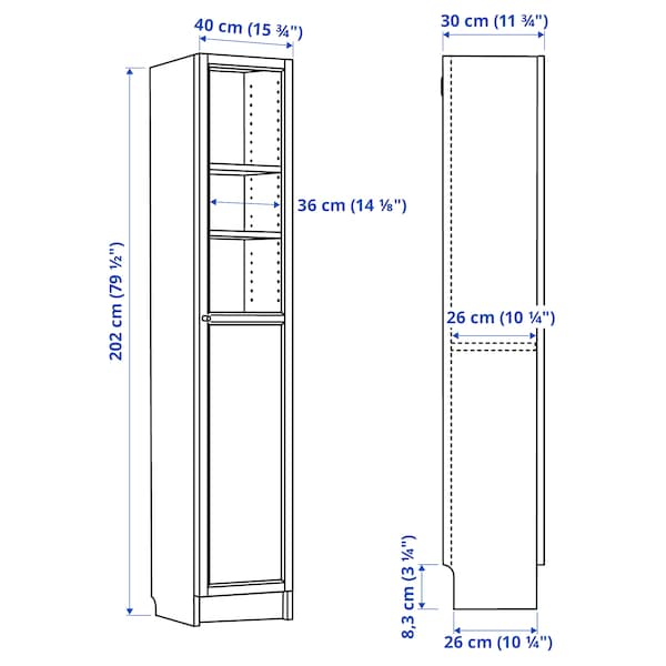 IKEA BILLY / OXBERG bookcase with panel/glass door, 15 3/4x11 3/4x79 1/2 in Oak Effect, Ikea Ireland | 6874MNPTS