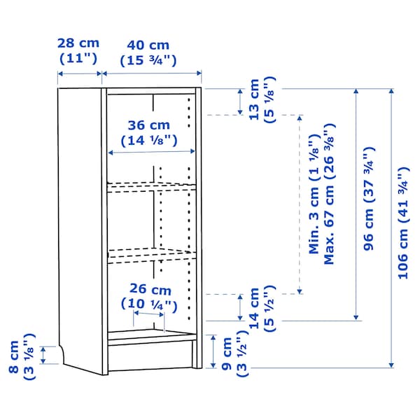 IKEA BILLY bookcase, 15 3/4x11x41 3/4 in Black Oak Effect, Ikea Ireland | 7952SCJIQ