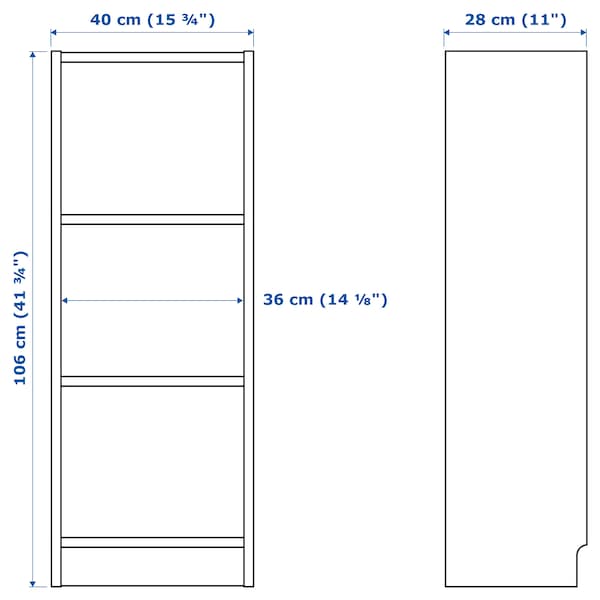 IKEA BILLY bookcase, 15 3/4x11x41 3/4 in White, Ikea Ireland | 8104YXEJO