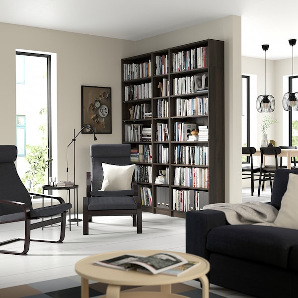 IKEA BILLY bookcase comb w extension units, 78 3/4x11x93 1/4 in Dark Brown Oak Effect, Ikea Ireland | 7248INWOZ