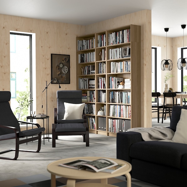 IKEA BILLY bookcase comb w extension units, 78 3/4x11x93 1/4 in Oak Effect, Ikea Ireland | 8374IJRNU