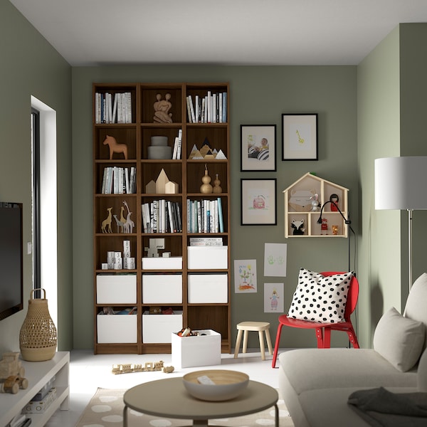 IKEA BILLY bookcase comb w extension units, 47 1/4x11x93 1/4 in Brown Walnut Effect, Ikea Ireland | 8612JLVIZ