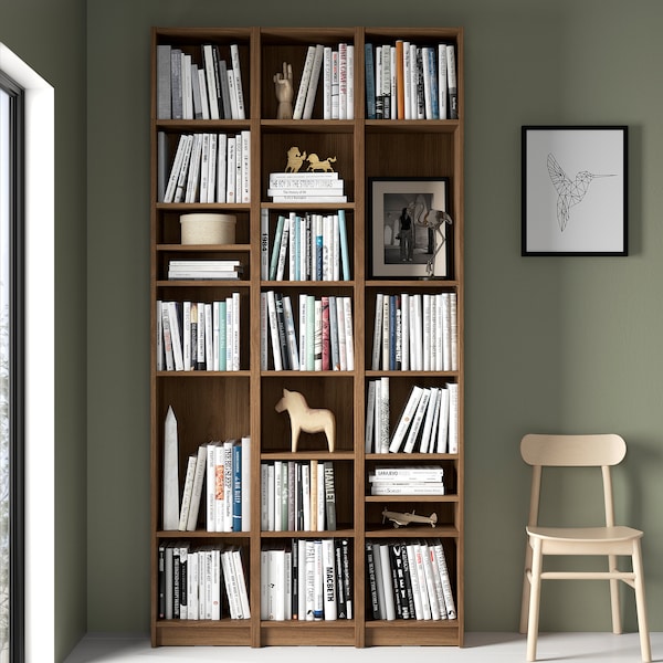 IKEA BILLY bookcase comb w extension units, 47 1/4x11x93 1/4 in Brown Walnut Effect, Ikea Ireland | 8612JLVIZ
