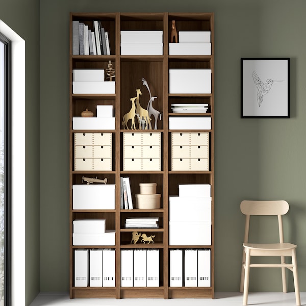 IKEA BILLY bookcase comb w extension units, 47 1/4x11x93 1/4 in Brown Walnut Effect, Ikea Ireland | 8612JLVIZ