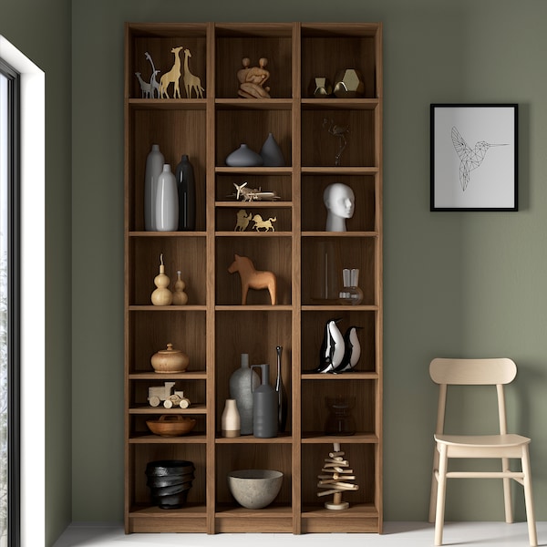 IKEA BILLY bookcase comb w extension units, 47 1/4x11x93 1/4 in Brown Walnut Effect, Ikea Ireland | 8612JLVIZ