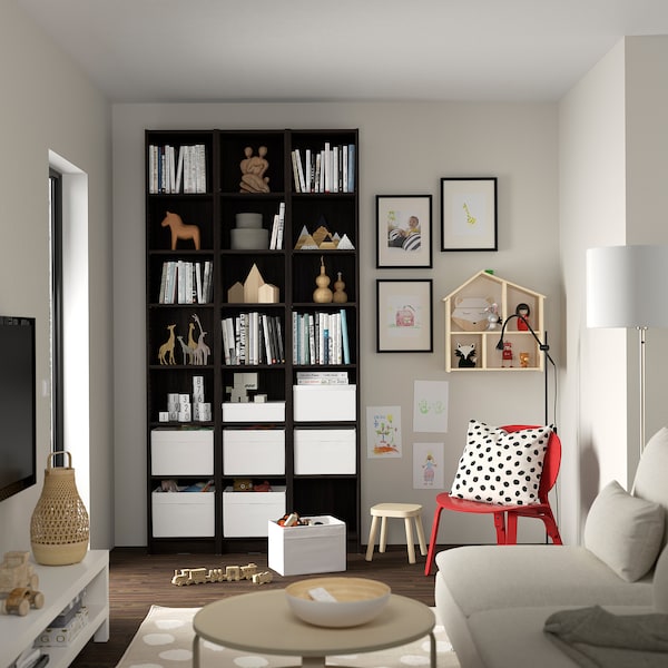 IKEA BILLY bookcase comb w extension units, 47 1/4x11x93 1/4 in Dark Brown Oak Effect, Ikea Ireland | 0475WKCLT