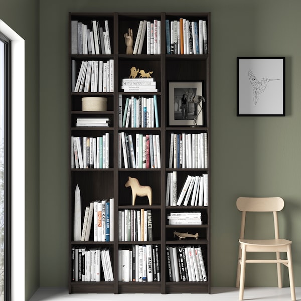 IKEA BILLY bookcase comb w extension units, 47 1/4x11x93 1/4 in Dark Brown Oak Effect, Ikea Ireland | 0475WKCLT