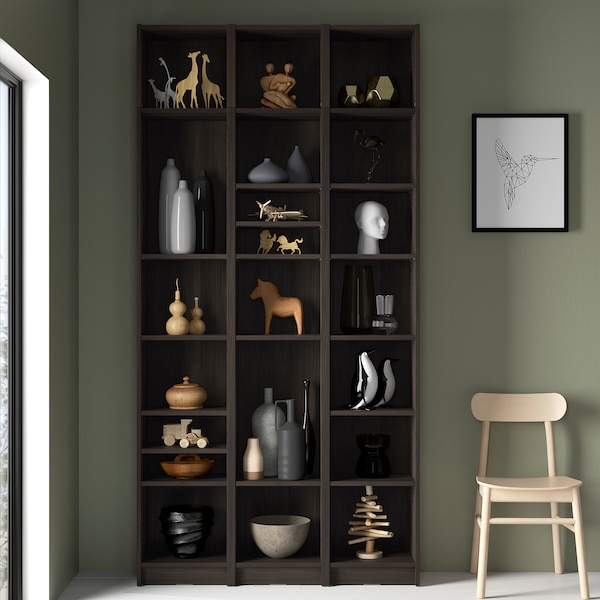IKEA BILLY bookcase comb w extension units, 47 1/4x11x93 1/4 in Dark Brown Oak Effect, Ikea Ireland | 0475WKCLT