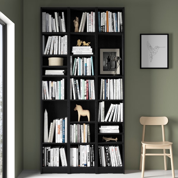 IKEA BILLY bookcase comb w extension units, 47 1/4x11x93 1/4 in Black Oak Effect, Ikea Ireland | 4107GXANZ