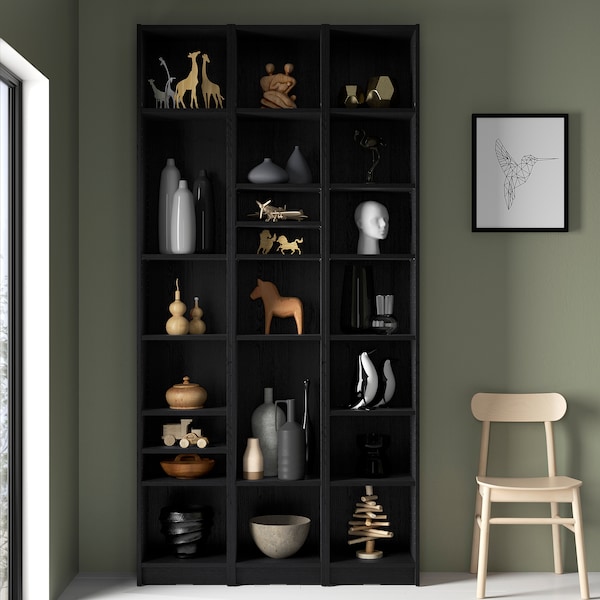 IKEA BILLY bookcase comb w extension units, 47 1/4x11x93 1/4 in Black Oak Effect, Ikea Ireland | 4107GXANZ