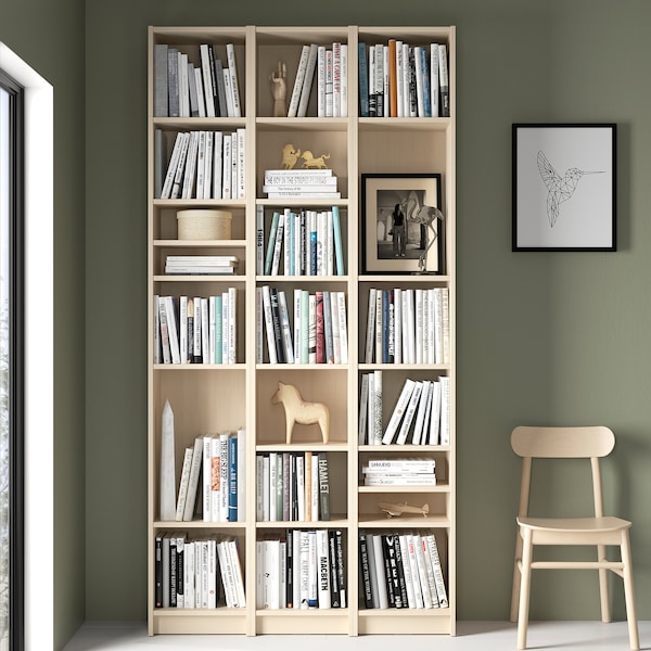 IKEA BILLY bookcase comb w extension units, 47 1/4x11x93 1/4 in Birch Effect, Ikea Ireland | 0397IMSLK