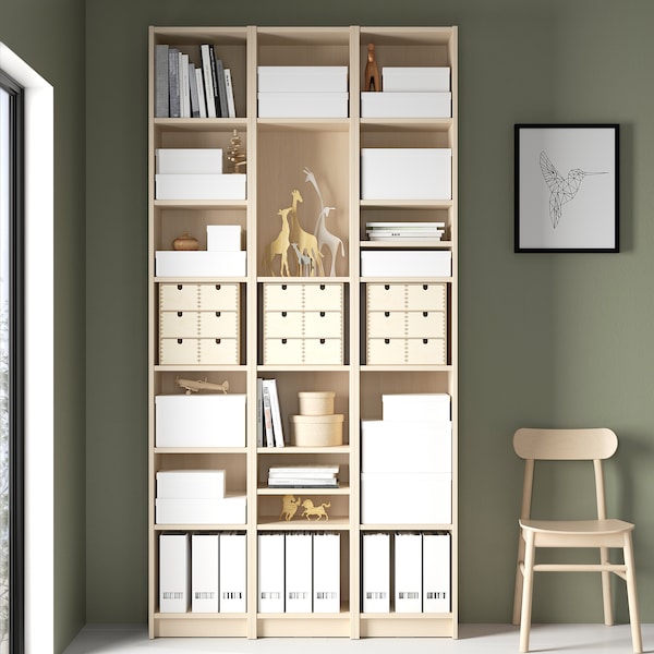IKEA BILLY bookcase comb w extension units, 47 1/4x11x93 1/4 in Birch Effect, Ikea Ireland | 0397IMSLK