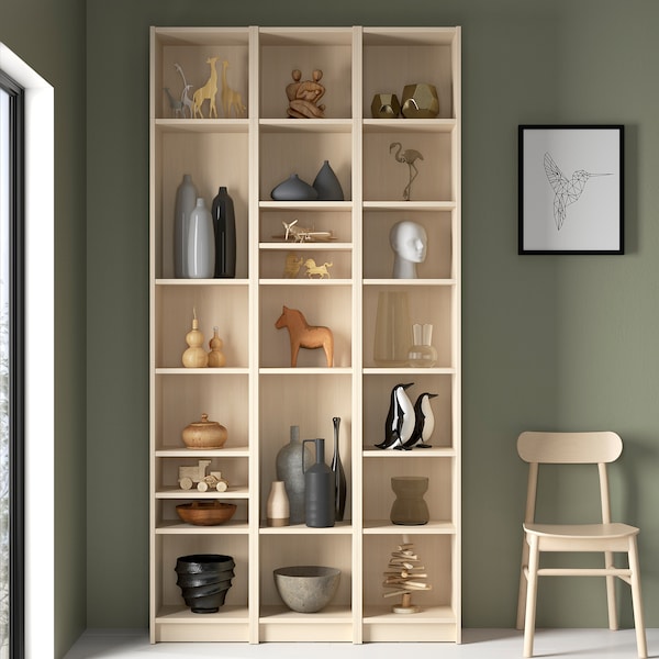 IKEA BILLY bookcase comb w extension units, 47 1/4x11x93 1/4 in Birch Effect, Ikea Ireland | 0397IMSLK