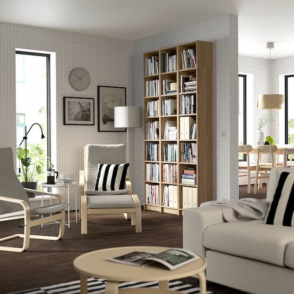 IKEA BILLY bookcase comb w extension units, 47 1/4x11x93 1/4 in Oak Effect, Ikea Ireland | 4190OWIPF