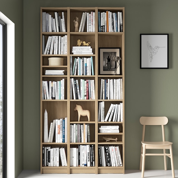 IKEA BILLY bookcase comb w extension units, 47 1/4x11x93 1/4 in Oak Effect, Ikea Ireland | 4190OWIPF