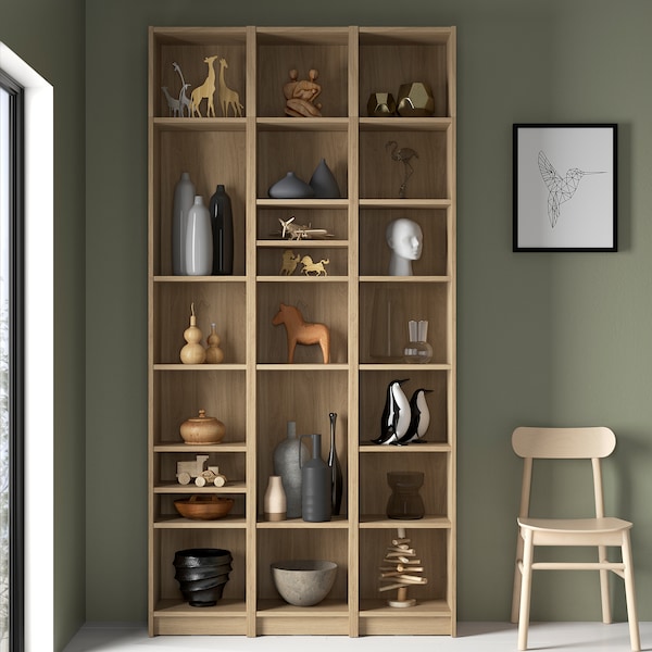 IKEA BILLY bookcase comb w extension units, 47 1/4x11x93 1/4 in Oak Effect, Ikea Ireland | 4190OWIPF