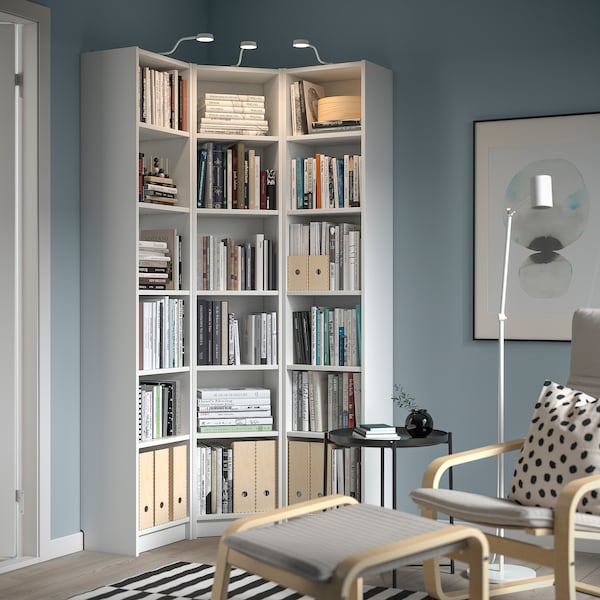 IKEA BILLY bookcase combination/crn solution, white, 37 3/8/37 3/8x11x79 1/2 in, Ikea Ireland | 1035WEOGQ