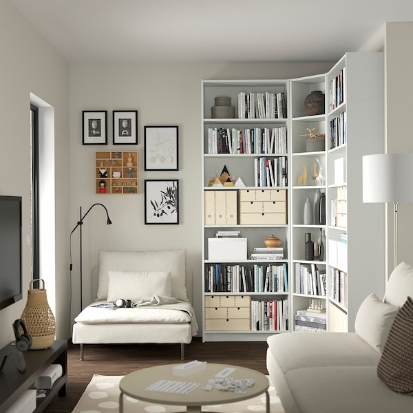 IKEA BILLY bookcase corner comb w ext units, 53 1/2/53 1/2x11x93 1/4 in White, Ikea Ireland | 5632JNPKQ