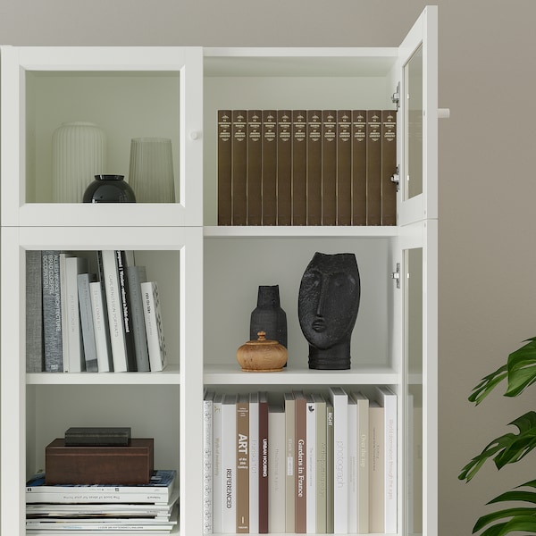 IKEA BILLY bookcase w hght ext ut/pnl/glss drs, white, 31 1/2x11 3/4x93 1/4 in, Ikea Ireland | 6290ZDACB