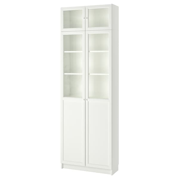 IKEA BILLY bookcase w hght ext ut/pnl/glss drs, white, 31 1/2x11 3/4x93 1/4 in, Ikea Ireland | 6290ZDACB