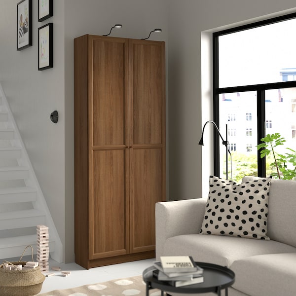 IKEA BILLY bookcase with doors, 31 1/2x11 3/4x79 1/2 in Brown Walnut Effect, Ikea Ireland | 2167VFQMJ