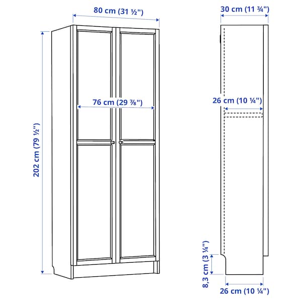 IKEA BILLY bookcase with doors, 31 1/2x11 3/4x79 1/2 in Brown Walnut Effect, Ikea Ireland | 2167VFQMJ