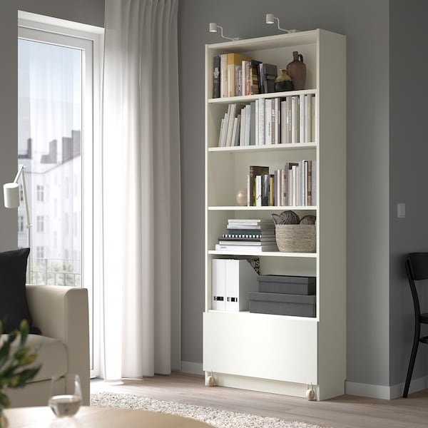 IKEA BILLY bookcase with drawer, white, 31 1/2x11 3/4x79 1/2 in, Ikea Ireland | 2306CLZET