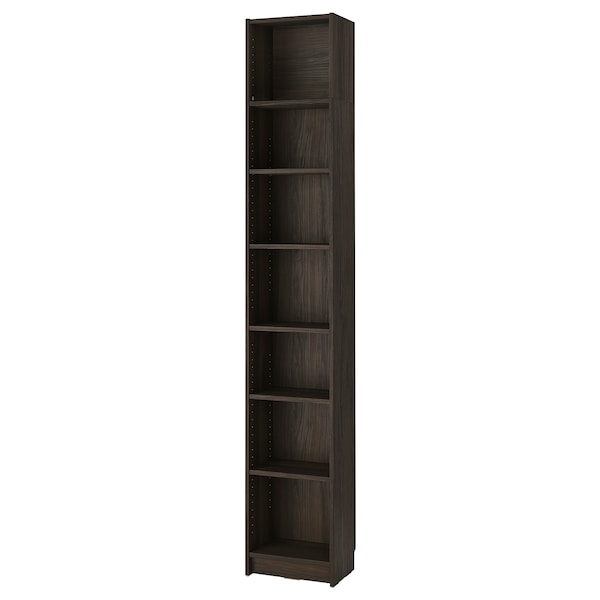 IKEA BILLY bookcase with height extension unit, 15 3/4x11x93 1/4 in Dark Brown Oak Effect, Ikea Ireland | 2801QETLF
