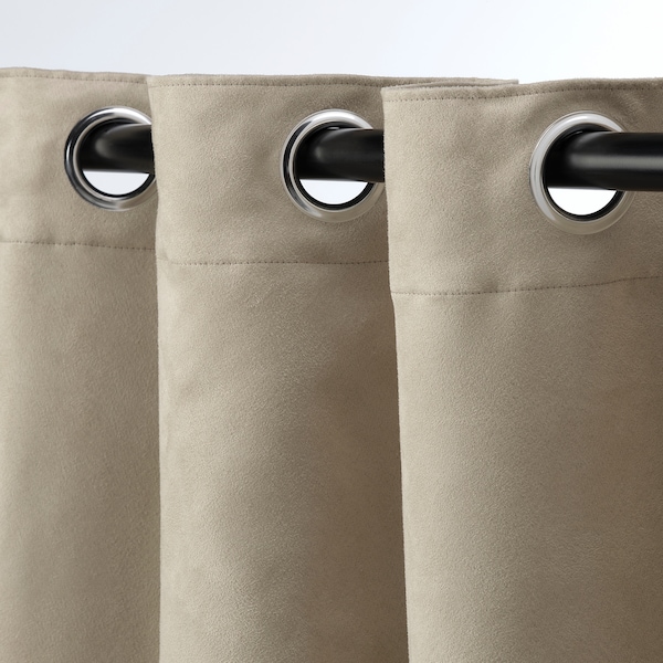 IKEA BIRTNA black-out curtains, 1 pair, beige, 57x98 in, Ikea Ireland | 4103EKSIM