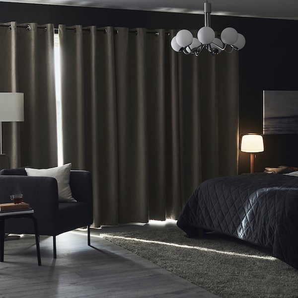 IKEA BIRTNA black-out curtains, 1 pair, beige, 57x98 in, Ikea Ireland | 4103EKSIM