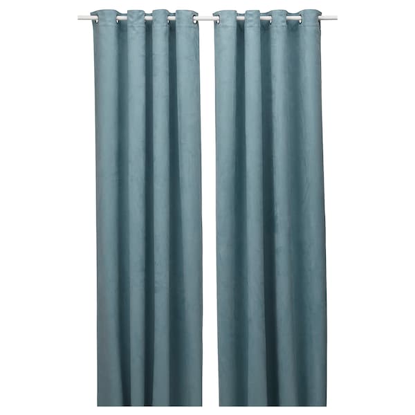 IKEA BIRTNA black-out curtains, 1 pair, light gray-turquoise, 57x98 in, Ikea Ireland | 8591HLOID