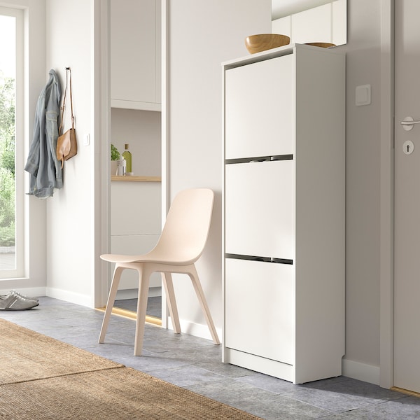 IKEA BISSA shoe cabinet with 3 compartments, 19 1/4x11x53 1/8 in White, Ikea Ireland | 3465LMUHX