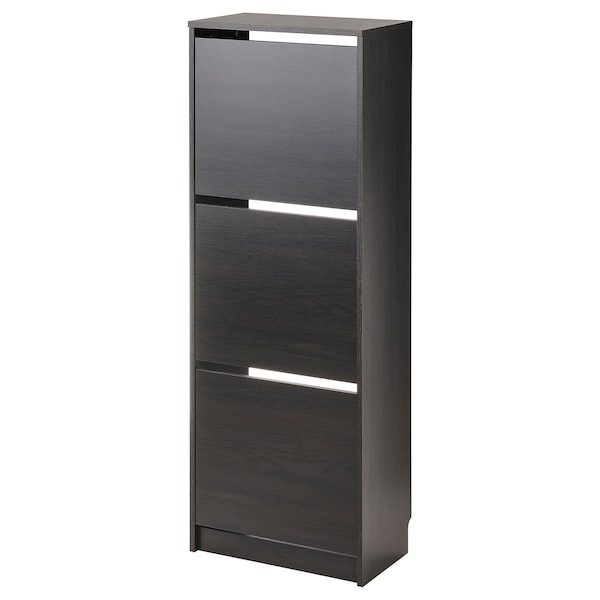 IKEA BISSA shoe cabinet with 3 compartments, 19 1/4x11x53 1/8 in Black / Brown, Ikea Ireland | 9250ZIQWT