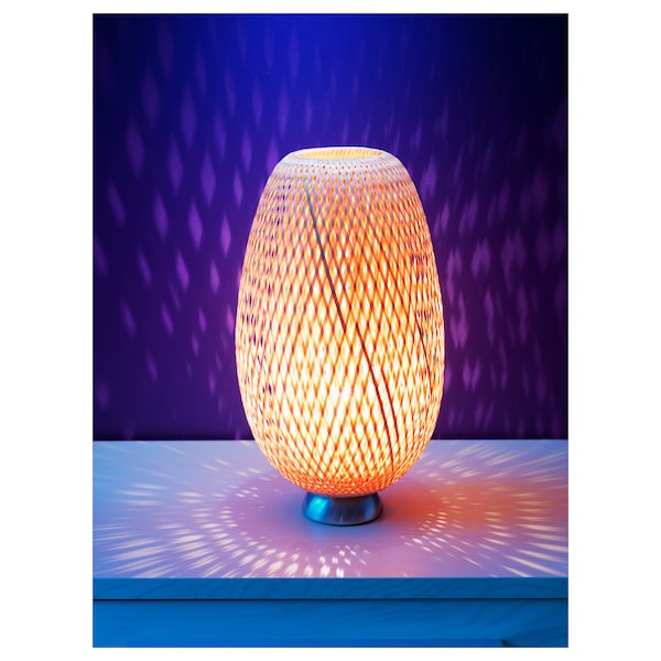 IKEA BÖJA table lamp with LED bulb, bamboo/handmade, Ikea Ireland | 0415KCGOX