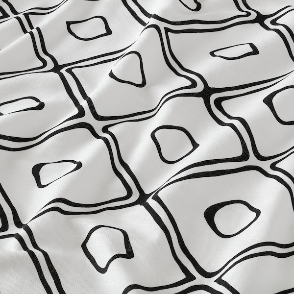 IKEA BJÖRKKRONMAL curtains, 1 pair, white/diamond pattern black, 57x98 in, Ikea Ireland | 8739RXNMT