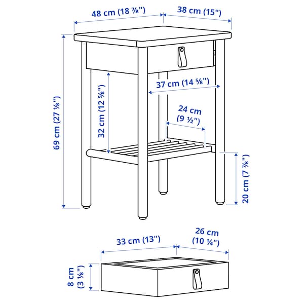 IKEA BJÖRKSNÄS nightstand, 18 7/8x15 in Birch, Ikea Ireland | 8136NAGML