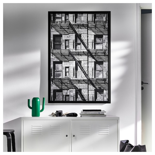 IKEA BJÖRKSTA picture and frame, 30 ¾x46 ½ in Balconies / Black, Ikea Ireland | 1720FYBGU