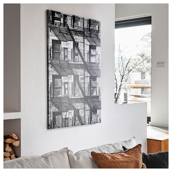 IKEA BJÖRKSTA picture and frame, 30 ¾x46 ½ in Balconies / Black, Ikea Ireland | 1720FYBGU