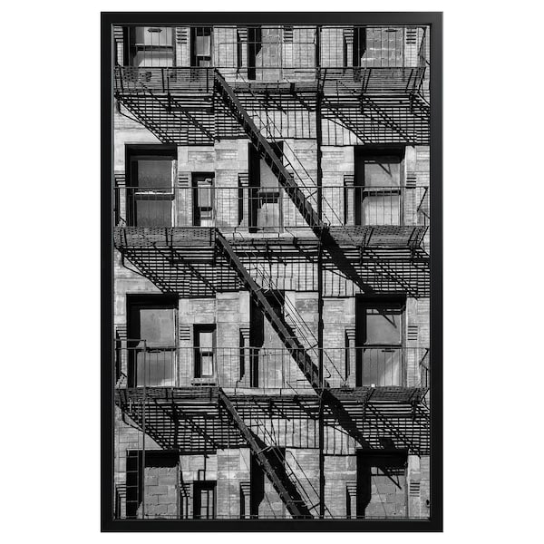 IKEA BJÖRKSTA picture and frame, 30 ¾x46 ½ in Balconies / Black, Ikea Ireland | 1720FYBGU