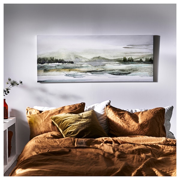 IKEA BJÖRKSTA picture and frame, 55x22 in Green Nature / Black, Ikea Ireland | 2047LVAOI